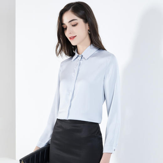 【爽滑缎面】罗蒙衬衫女长袖秋季正装商务职业通勤修身显瘦衬衣女 商品图6