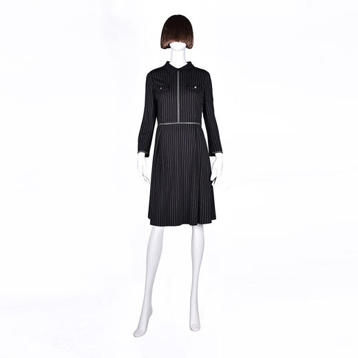 圣三利女装 九分袖条纹优雅连衣裙SL121L06 商品图1