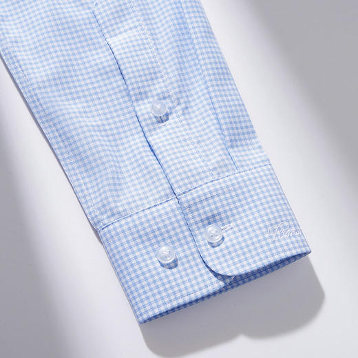 【专柜定制刺绣款】罗蒙春夏长袖衬衫男士商务通勤百搭竹纤维格子衬衣 商品图5