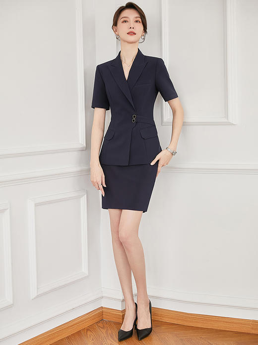 藏青色西装套装女高级感2022新款职业ol西服主持人正装工作服夏季 商品图2