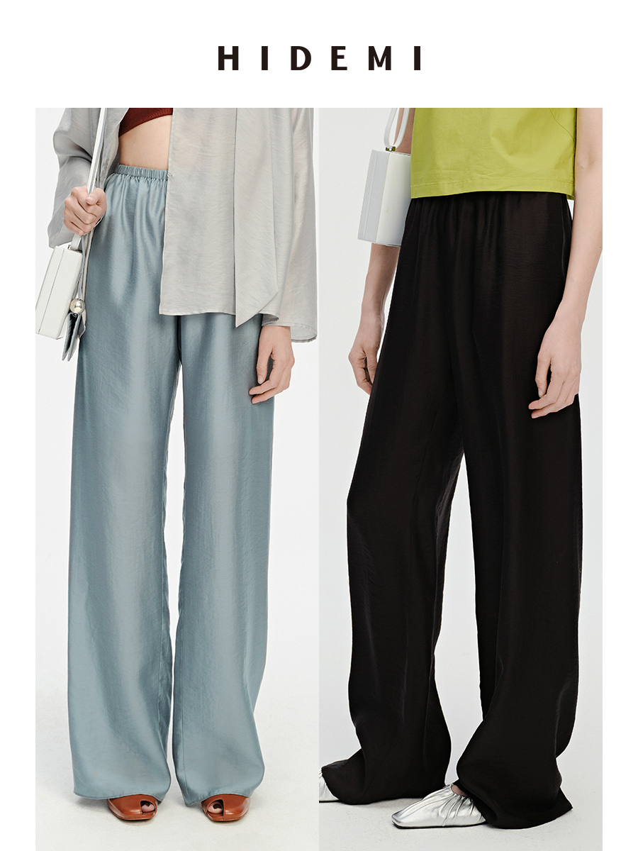 HIDEMI 轻盈风缕感松紧带式薄款显瘦舒适空气裤