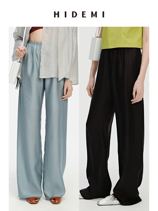 HIDEMI 轻盈风缕感松紧带式薄款显瘦舒适空气裤 商品图0