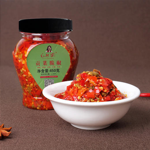 【周三会员日6.5折起】毛阿婆贡菜脆椒450g/瓶 鲜嫩、咸香 清脆爽口 商品图0