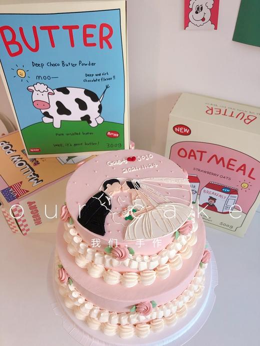 手绘结婚复古双层蛋糕-低糖处理无添加 商品图1