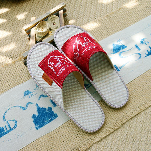 男女士亚麻编织拖鞋甘谷麻鞋手工钩织刺绣居家防臭四季防滑环保地板 商品图1