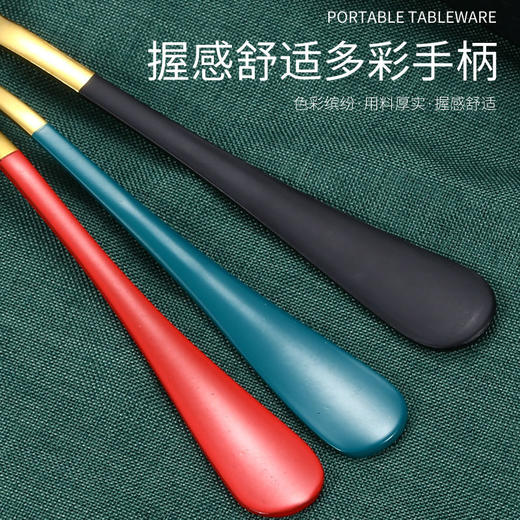 学生便携式不锈钢餐具三件套成人筷子勺子套装上班族勺叉筷套装 商品图3