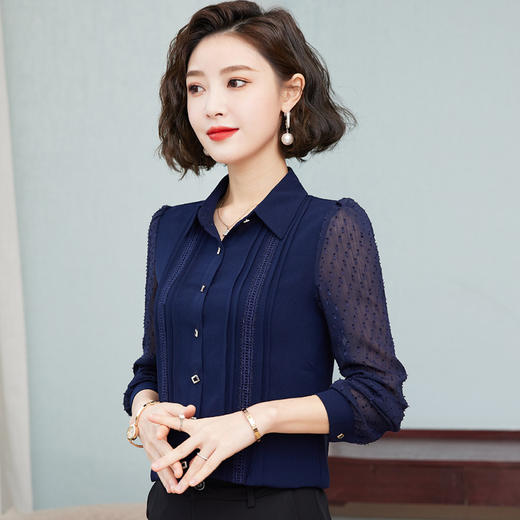 气质百搭，雪纺衬衫长袖打底衫洋气时尚百搭衬衣TR-CJ8113 商品图0