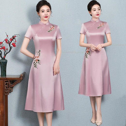 AHM th9337复古改良气质大码旗袍裙 商品图0