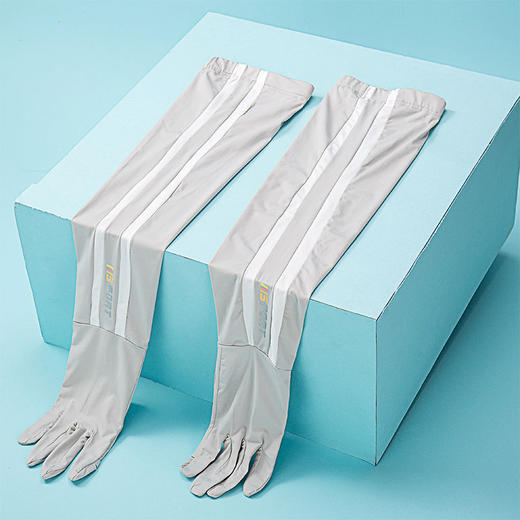 夏季男女长款防晒手套冰丝露指触屏防滑防紫外线骑行开车手臂套袖 商品图2