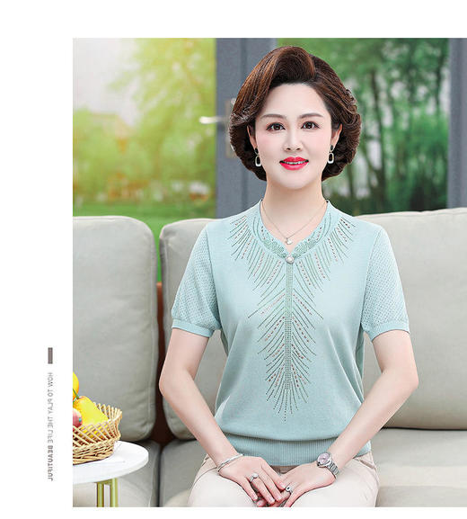 QYY-blz2208新款时尚洋气宽松圆领短袖针织T恤衫 商品图4