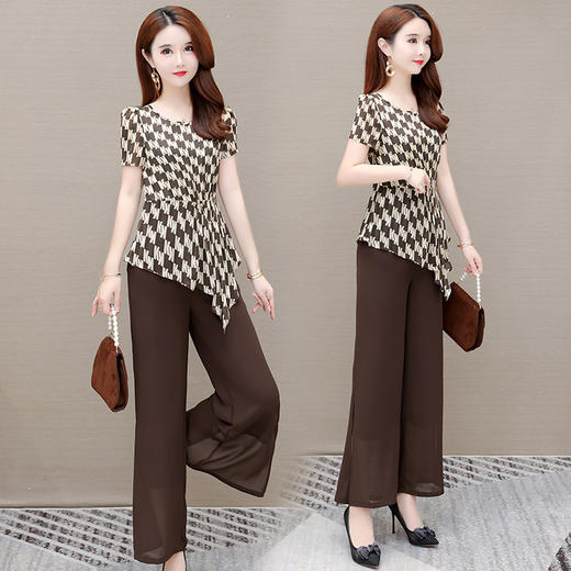 YWE QM2227气质通勤雪纺衫显瘦气质套装 商品图4