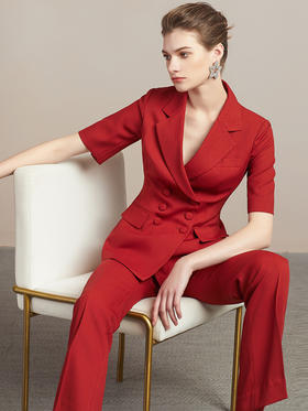 wq高端气质时尚OL短袖西装套裤年夏季职业装女西服女正装套装