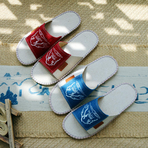 男女士亚麻编织拖鞋甘谷麻鞋手工钩织刺绣居家防臭四季防滑环保地板 商品图2