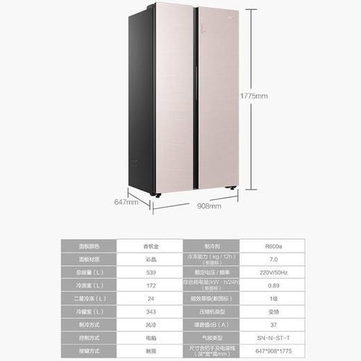 海尔539升风冷变频对开门冰箱BCD-539WGHSSEDY1 商品图9