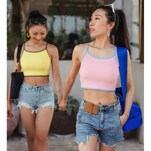 【肌理】甜美撞色带胸垫运动背心 商品图2
