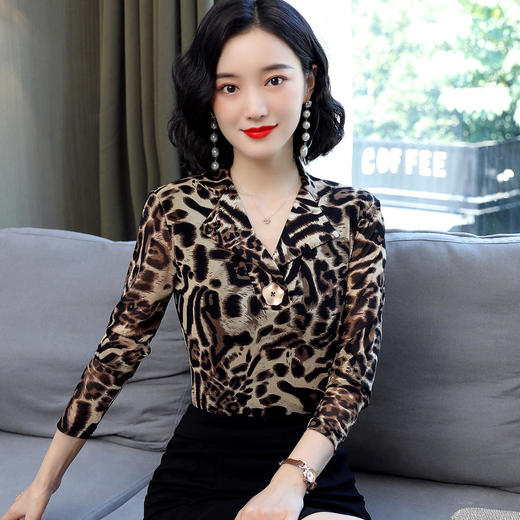 HMZY0718新款时尚气质收腰V领长袖网纱打底衫 商品图5