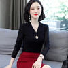 HMZY0718新款时尚气质收腰V领长袖网纱打底衫 商品缩略图8