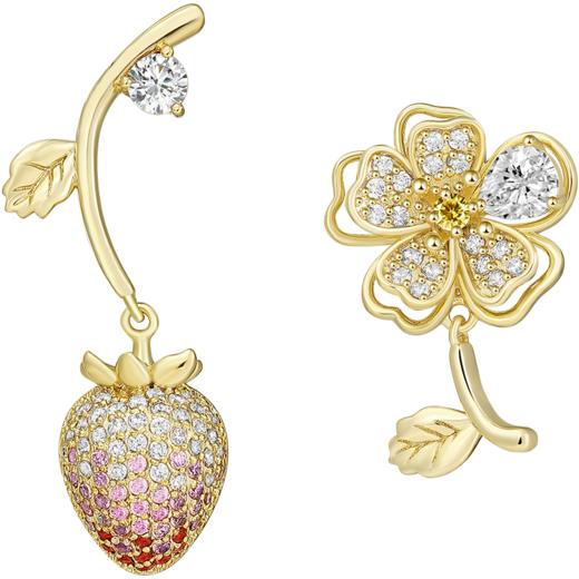 ZEGL设计师草莓季系列花朵耳环女2022年新款潮耳钉925银针耳饰品 商品图5