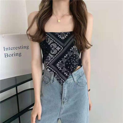 黛唯梵辣妹丝巾腰果花吊带背心2件优惠装女设计感小众内搭外穿炸街减龄时尚上衣服国庆清明出游 商品图3