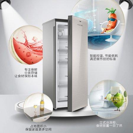 海尔152升 分区大抽屉 防串味家用立式冷冻柜 冷冻冰箱 高端冰柜 茶叶柜 母乳储存柜 银色BD-152WG 商品图1