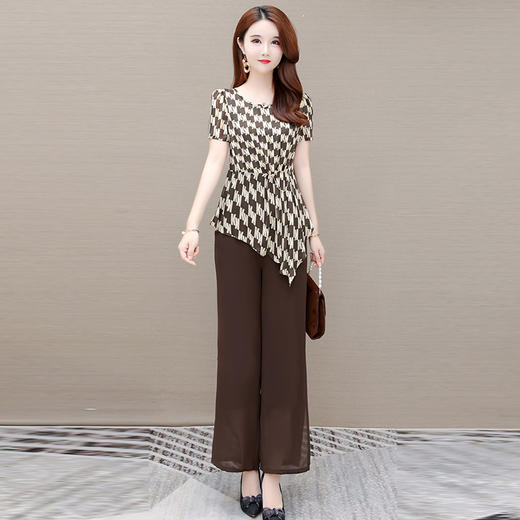 YWE QM2227气质通勤雪纺衫显瘦气质套装 商品图3