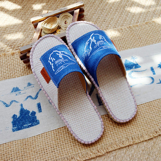 男女士亚麻编织拖鞋甘谷麻鞋手工钩织刺绣居家防臭四季防滑环保地板 商品图0