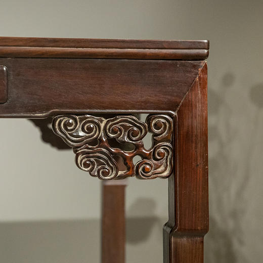 民国 红木透雕灵芝纹带屉棋牌桌 商品图1