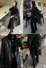 HIDEMI 黑色褶皱PU环保皮长款西装风衣皮衣 商品缩略图1
