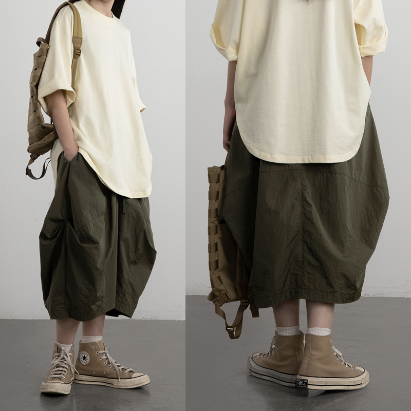 CryingCenter 山系户外军旅风 轻结构褶皱半身裙长裙