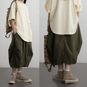 CryingCenter 山系户外军旅风 轻结构褶皱半身裙长裙