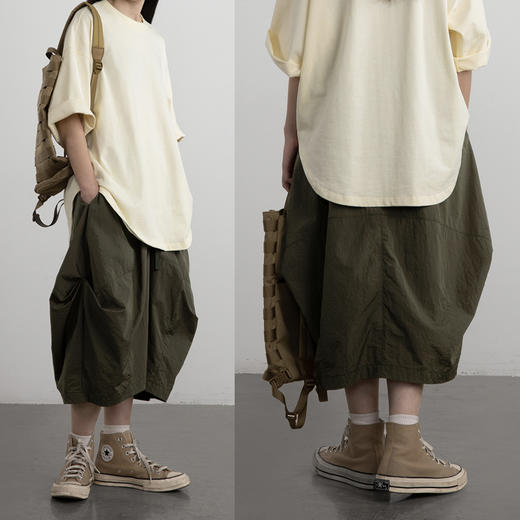 CryingCenter 山系户外军旅风 轻结构褶皱半身裙长裙 商品图0
