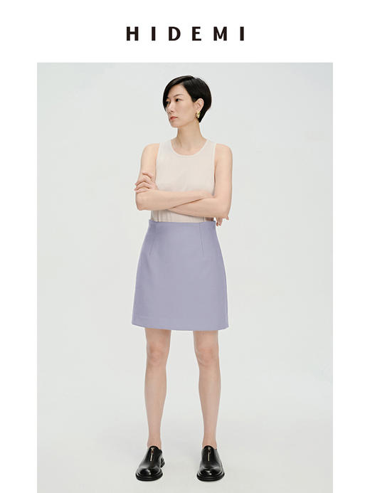 HIDEMI 到店必入A字型设计感简约户外显瘦修身气质半身短裙 黑色/卡其色/薰衣草紫/奶油白/马尔斯绿/摩卡棕 商品图7