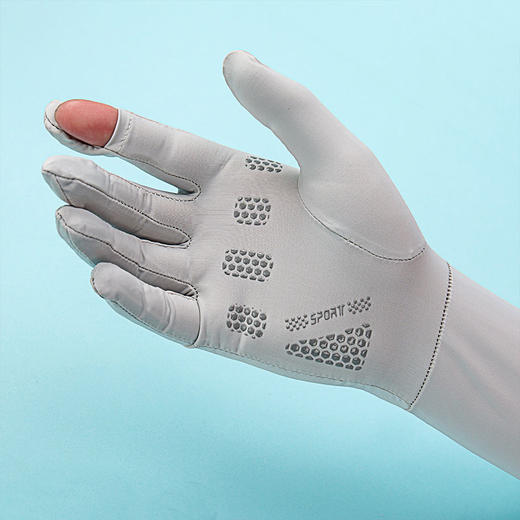 夏季男女长款防晒手套冰丝露指触屏防滑防紫外线骑行开车手臂套袖 商品图3