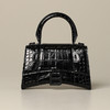 BALENCIAGA 巴黎世家 B标识沙漏包Hourglass系列鳄鱼纹手提包单肩斜挎包 女士提挎包 黑色 592833 1LR67 1000 商品缩略图0