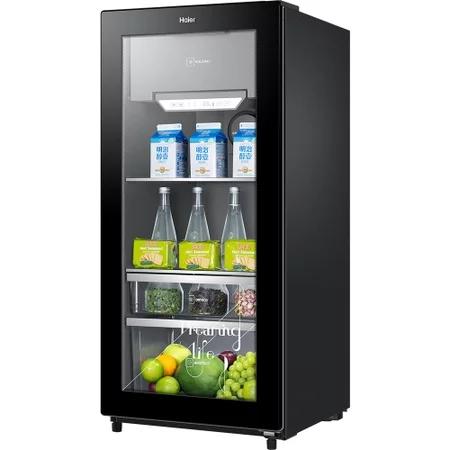 海尔121升 办公室冰吧 时尚冰吧 智感除雾 风循环制冷 茶叶柜 酒柜 墨晶黑LC-121D 商品图1