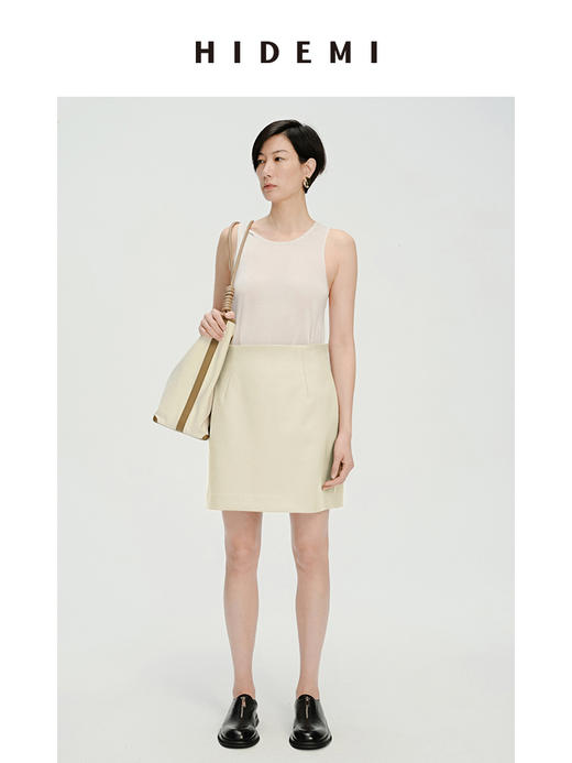 HIDEMI 到店必入A字型设计感简约户外显瘦修身气质半身短裙 黑色/卡其色/薰衣草紫/奶油白/马尔斯绿/摩卡棕 商品图6