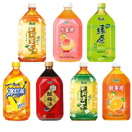 1L*12瓶/箱装康师傅冰红茶/绿茶/茉莉蜜茶/茉莉清茶/蜂蜜柚子茶/酸梅汤/水晶葡萄