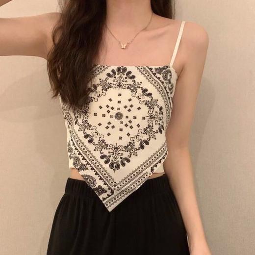 黛唯梵辣妹丝巾腰果花吊带背心2件优惠装女设计感小众内搭外穿炸街减龄时尚上衣服国庆清明出游 商品图5