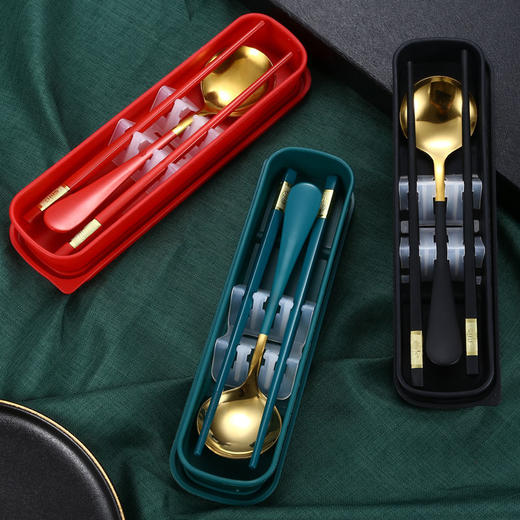 学生便携式不锈钢餐具三件套成人筷子勺子套装上班族勺叉筷套装 商品图8