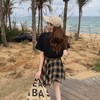 黛唯梵盐系套装女夏季时尚洋气小熊T恤+格子荷叶边半身裙炸街裙子两件套国庆清明出游 商品缩略图6
