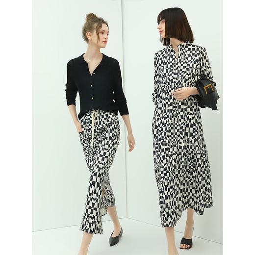 【秒杀】COCOBELLA时尚几何棋盘格图案半身裙女侧开叉遮胯长裙HS503 商品图2