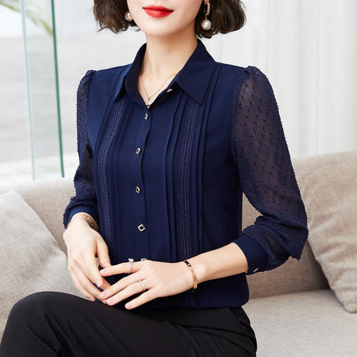 气质百搭，雪纺衬衫长袖打底衫洋气时尚百搭衬衣TR-CJ8113 商品图5