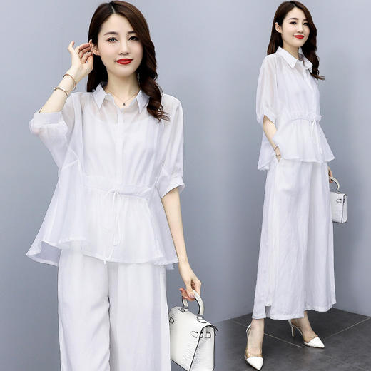 GYH  qjr557棉麻套装气质时尚休闲洋气减龄阔腿裤两件套 商品图3