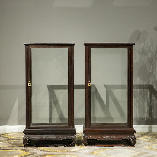 红木彭牙鼓腿拐子纹宝笼（一对） 商品图0