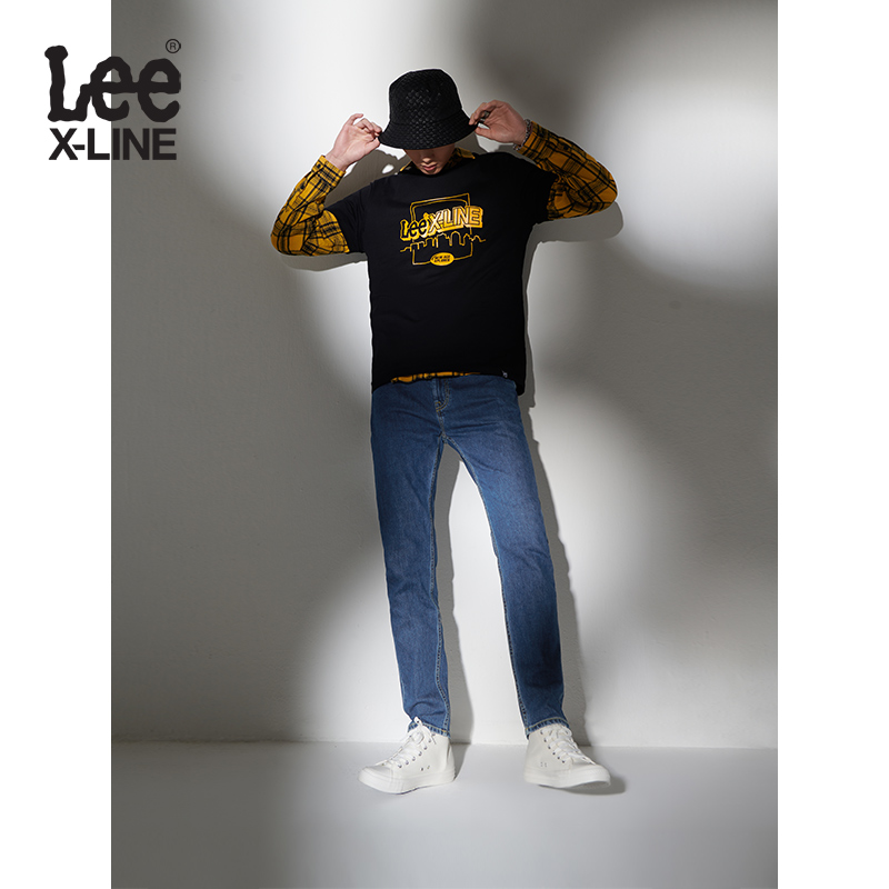【尺码28-29，38】LeeXLINE 21春夏705标准中腰小直脚蓝色男牛仔裤LMR7056UWCAR