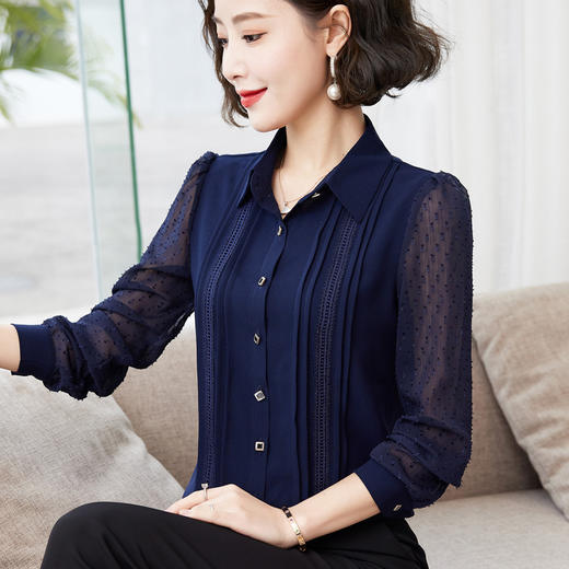 气质百搭，雪纺衬衫长袖打底衫洋气时尚百搭衬衣TR-CJ8113 商品图3