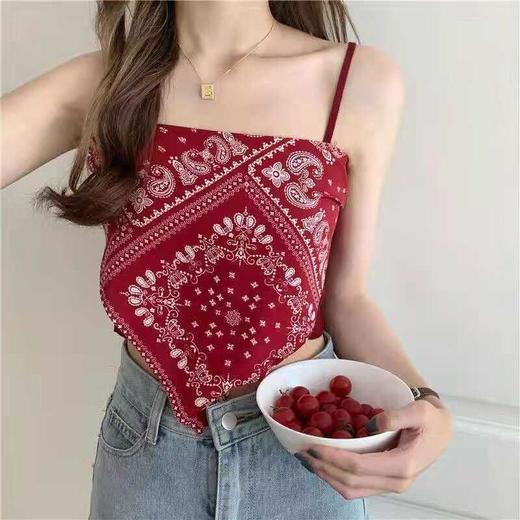 黛唯梵辣妹丝巾腰果花吊带背心2件优惠装女设计感小众内搭外穿炸街减龄时尚上衣服国庆清明出游 商品图2