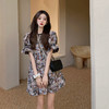 黛唯梵泡泡袖连衣裙女装设计感小众2022新款夏季复古可爱小熊时尚短裙子国庆清明出游 商品缩略图1