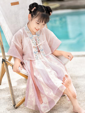 【凝琼玉】中国风女童超仙汉服短袖连衣裙夏季薄款汉元素改良