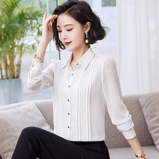 气质百搭，雪纺衬衫长袖打底衫洋气时尚百搭衬衣TR-CJ8113 商品图1